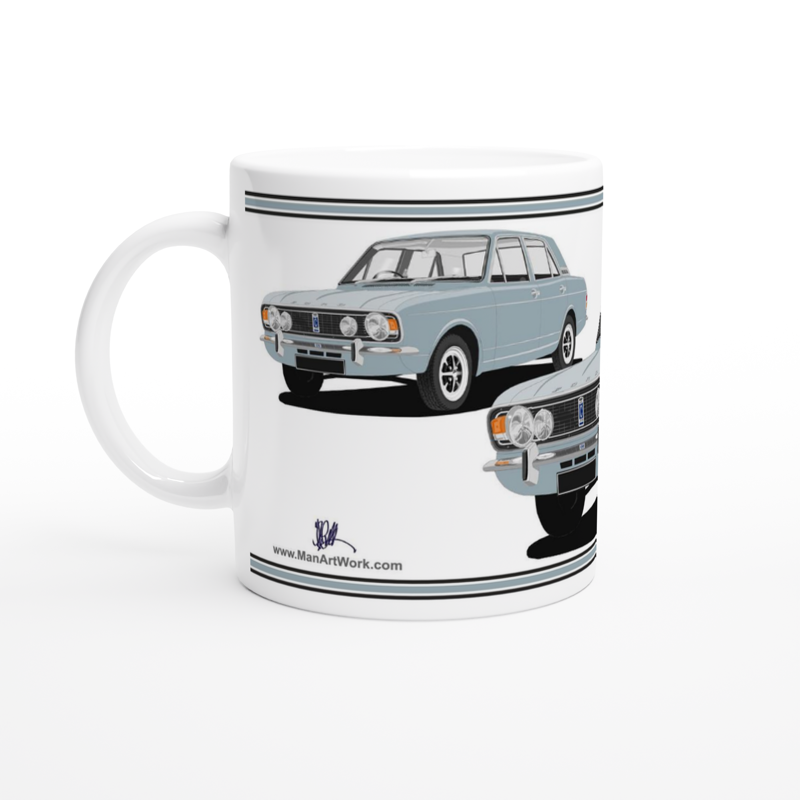 Ford Cortina Mk2 Series 2 1600E in Blue Art Mug