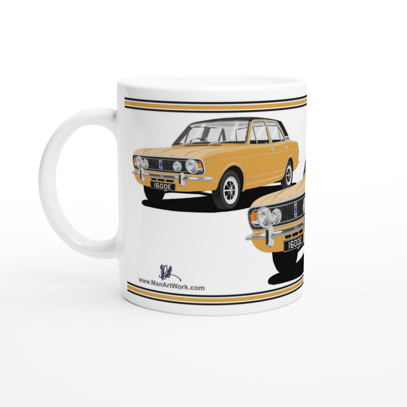 Ford Cortina Mk2 Series 2 1600E in Gold with Vinyl Roof Art Mug