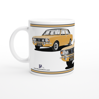 Ford Cortina Mk2 Series 2 1600E in Gold with Vinyl Roof Art Mug