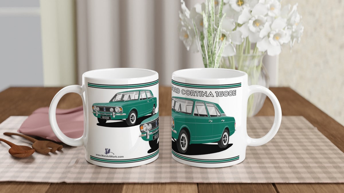 Ford Cortina Mk2 Series 2 1600E in Jade Art Mug