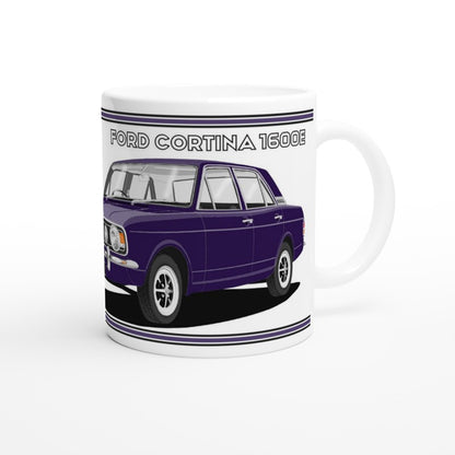 Ford Cortina Mk2 Series 2 1600E in Purple Art Mug