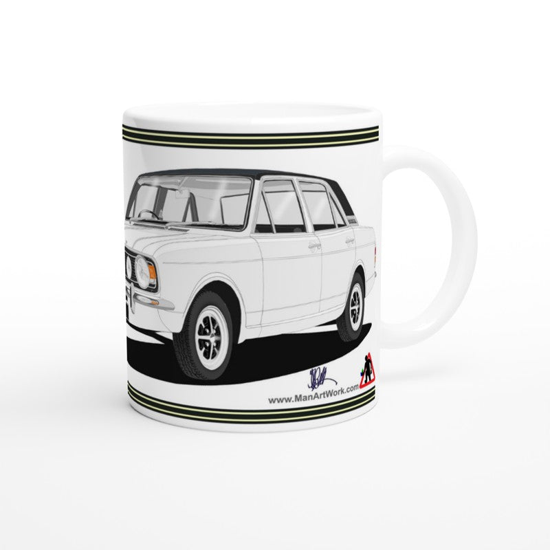 Ford Cortina Mk2 1600E in White Art Mug