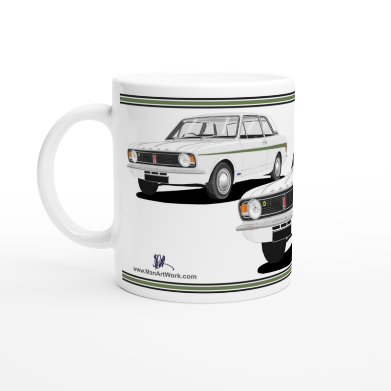 Ford Cortina Mk2 Series 1 Lotus in White & Green with Steel Hubcaps