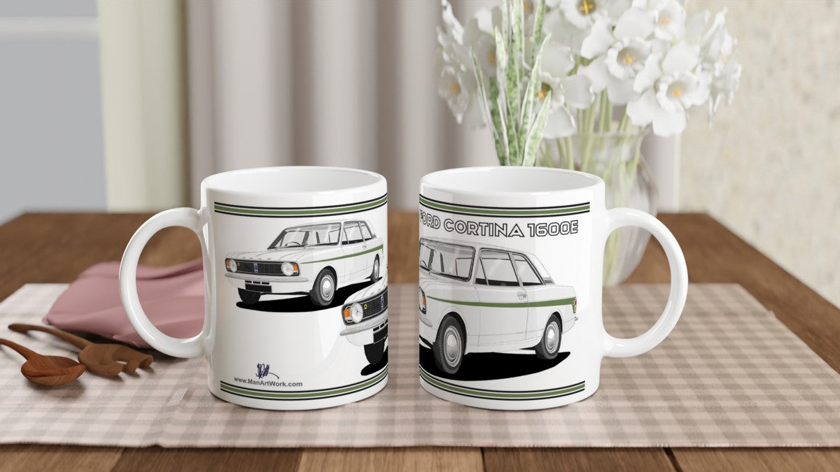 Ford Cortina Mk2 Series 2 Lotus in White & Green with Steel Hubcaps