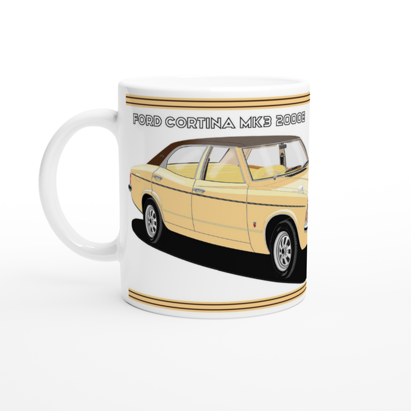 Ford Cortina Mk3 2000E in Beige Art Mug