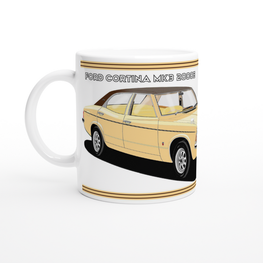 Ford Cortina Mk3 2000E in Beige Art Mug