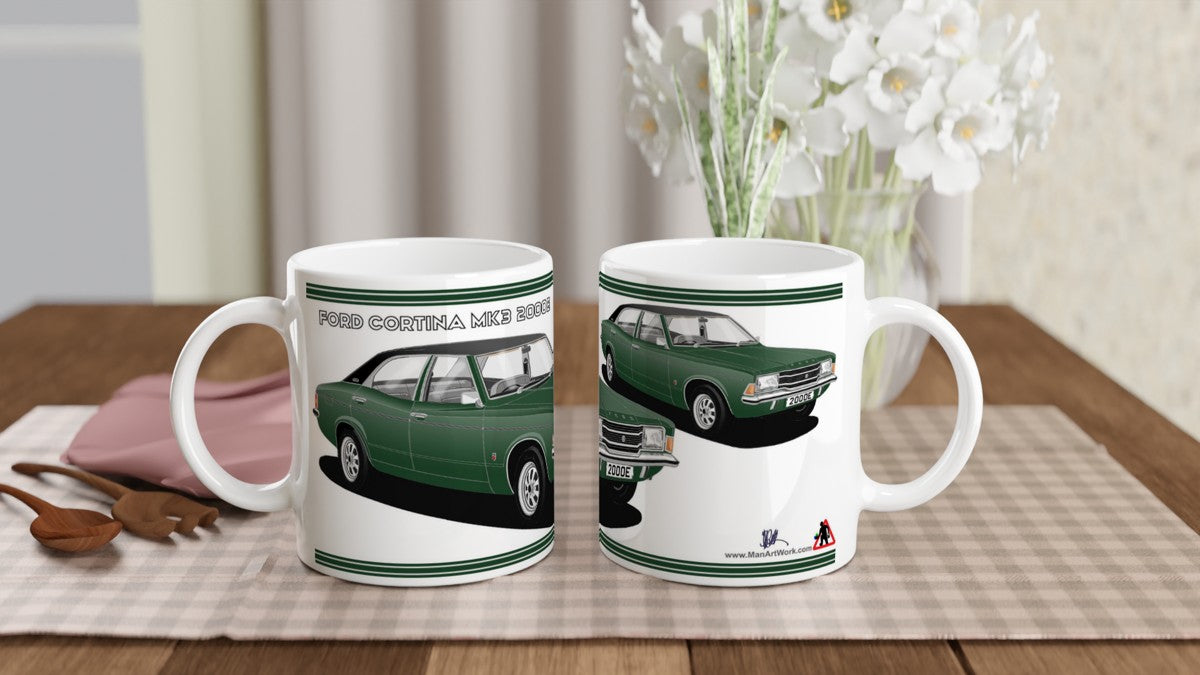 Ford Cortina Mk3 2000E in Green Art Mug