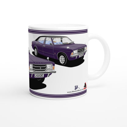 Ford Cortina Mk3 2000E in Purple Art Mug