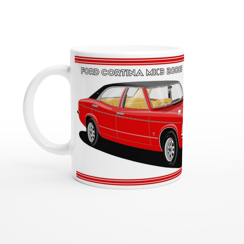 Ford Cortina Mk3 2000E in Red Art Mug