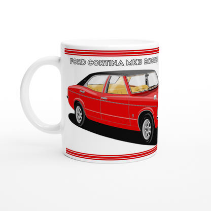 Ford Cortina Mk3 2000E in Red Art Mug