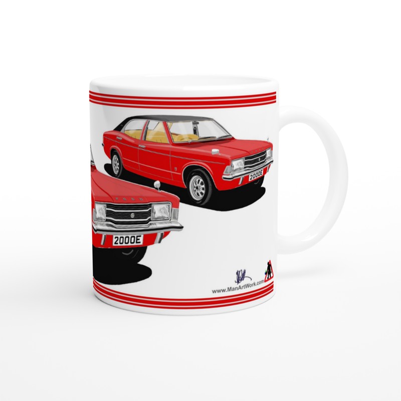 Ford Cortina Mk3 2000E in Red Art Mug