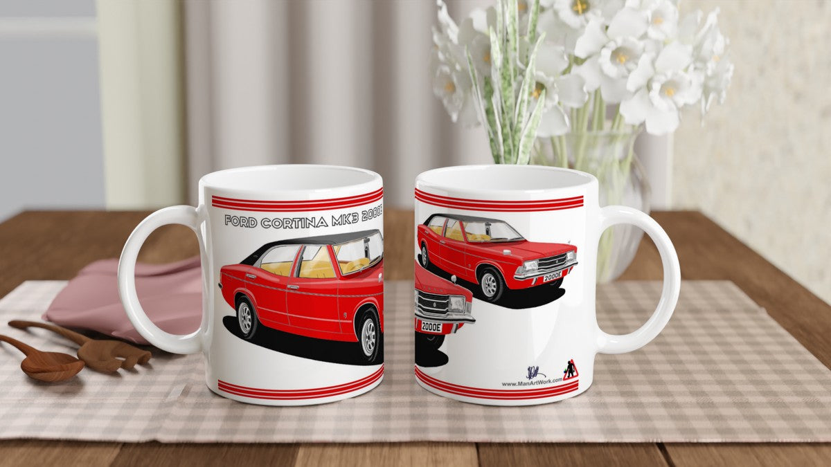 Ford Cortina Mk3 2000E in Red Art Mug