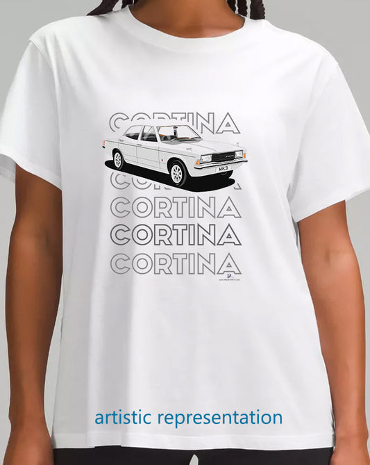 Facelift Ford Cortina Mk3 XL in Silver Art T Shirt (Words)