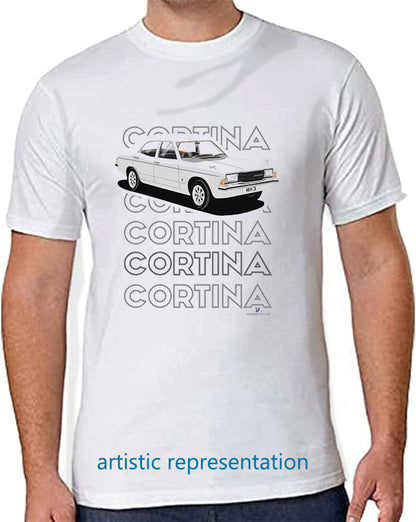 Facelift Ford Cortina Mk3 XL in Silver Art T Shirt (Words)