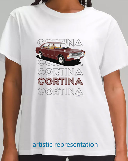 Ford Cortina Mk3 L in Damson Art T Shirt (Words)