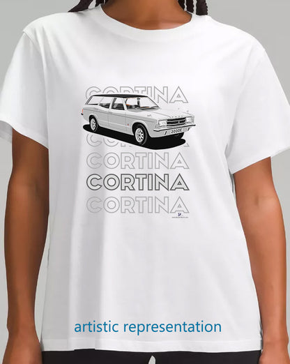 Ford Cortina Mk3 2000E in Silver Art T Shirt (Words)