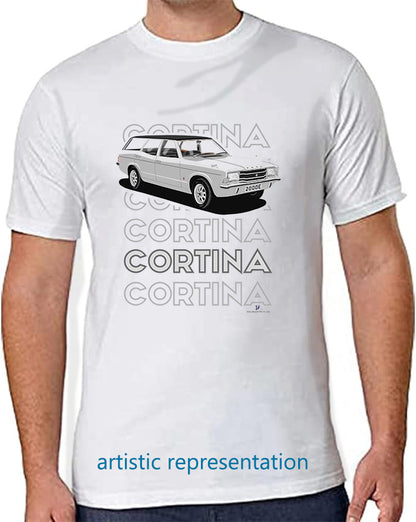 Ford Cortina Mk3 2000E in Silver Art T Shirt (Words)