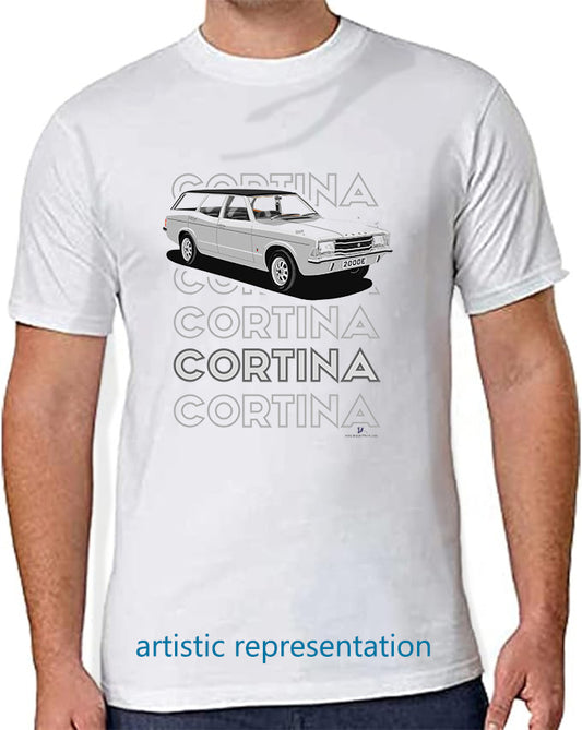Ford Cortina Mk3 2000E in Silver Art T Shirt (Words)