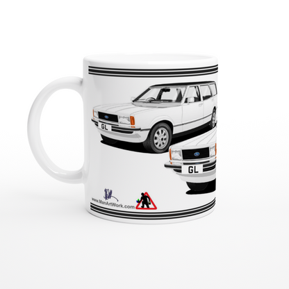 Ford Cortina Mk4 Estate in White Art Mug