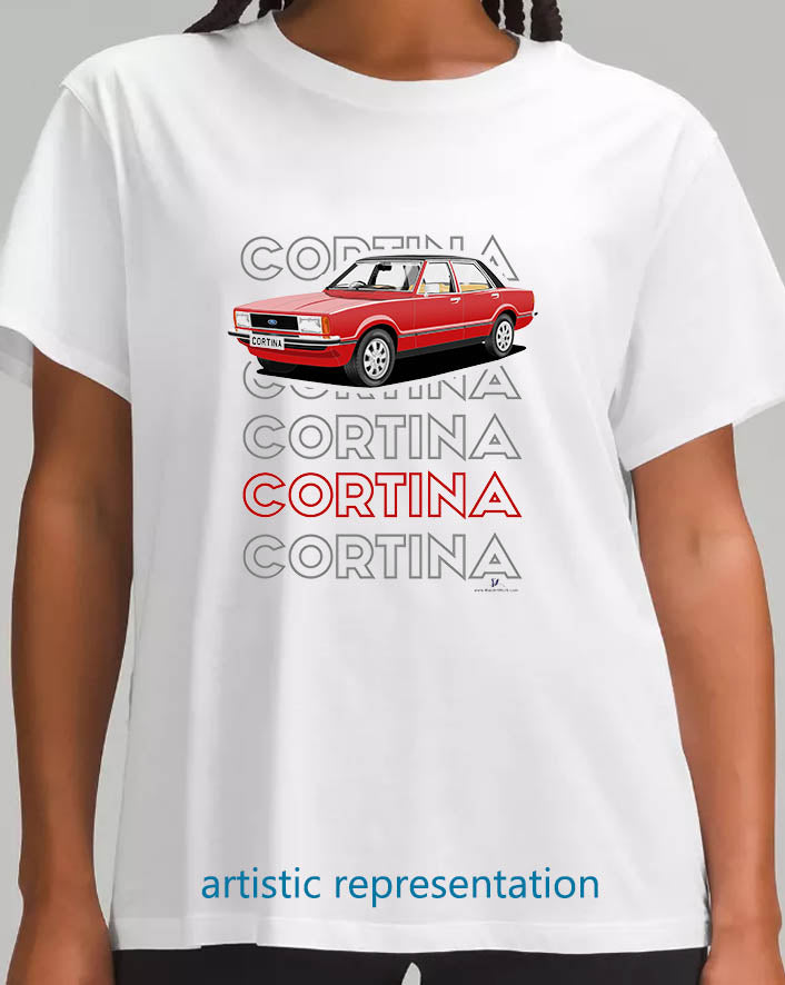 Ford Cortina Mk4 GL in Red Art T Shirt (Words)