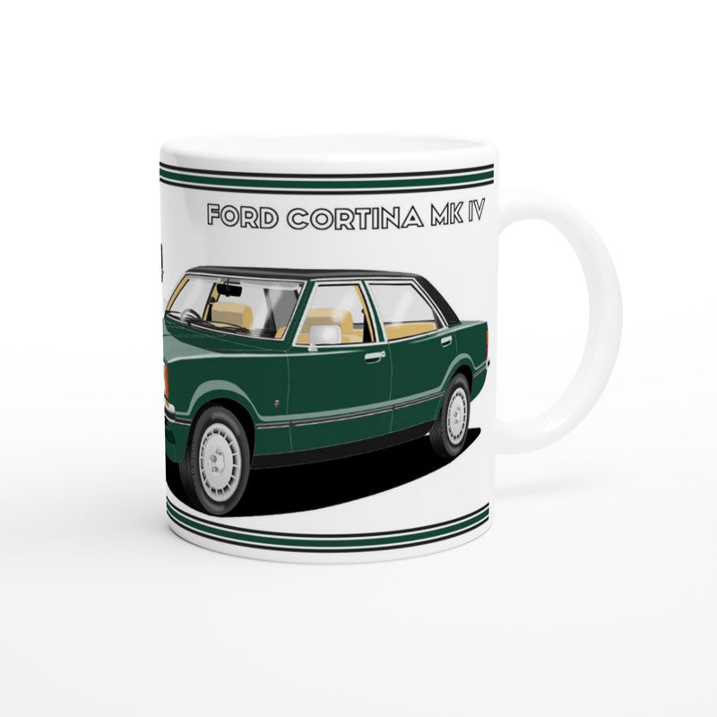 Ford Cortina Mk4 Ghia in Dark Green Art Mug