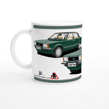 Ford Cortina Mk4 Ghia in Dark Green Art Mug