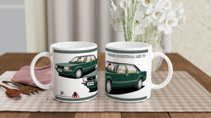 Ford Cortina Mk4 Ghia in Dark Green Art Mug