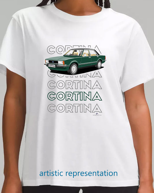 Ford Cortina Mk4 Ghia in Dark Green Art T Shirt (Words)