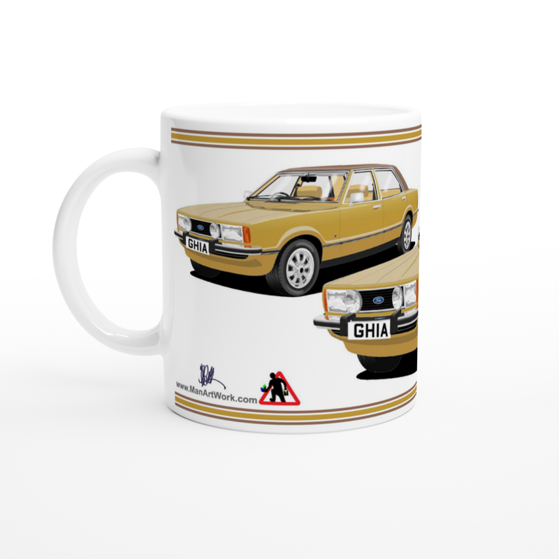 Ford Cortina Mk4 Ghia in Gold Art Mug