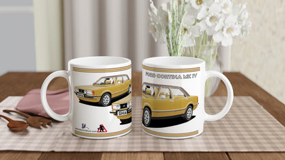 Ford Cortina Mk4 Ghia in Gold Art Mug