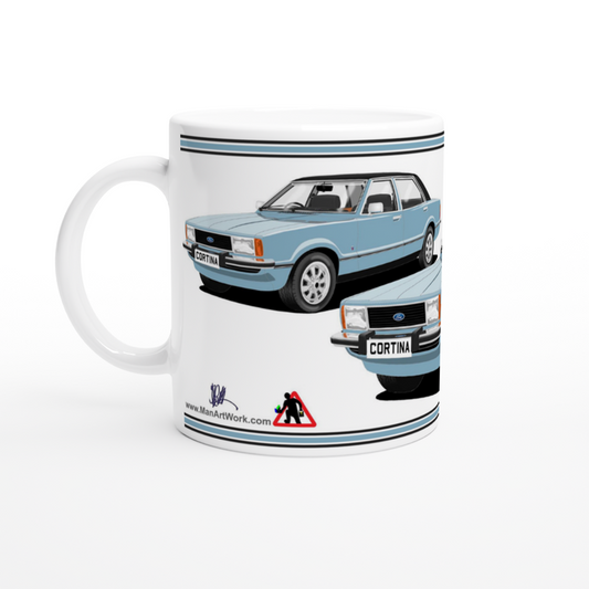 Ford Cortina Mk4 Ghia in Light Blue Art Mug