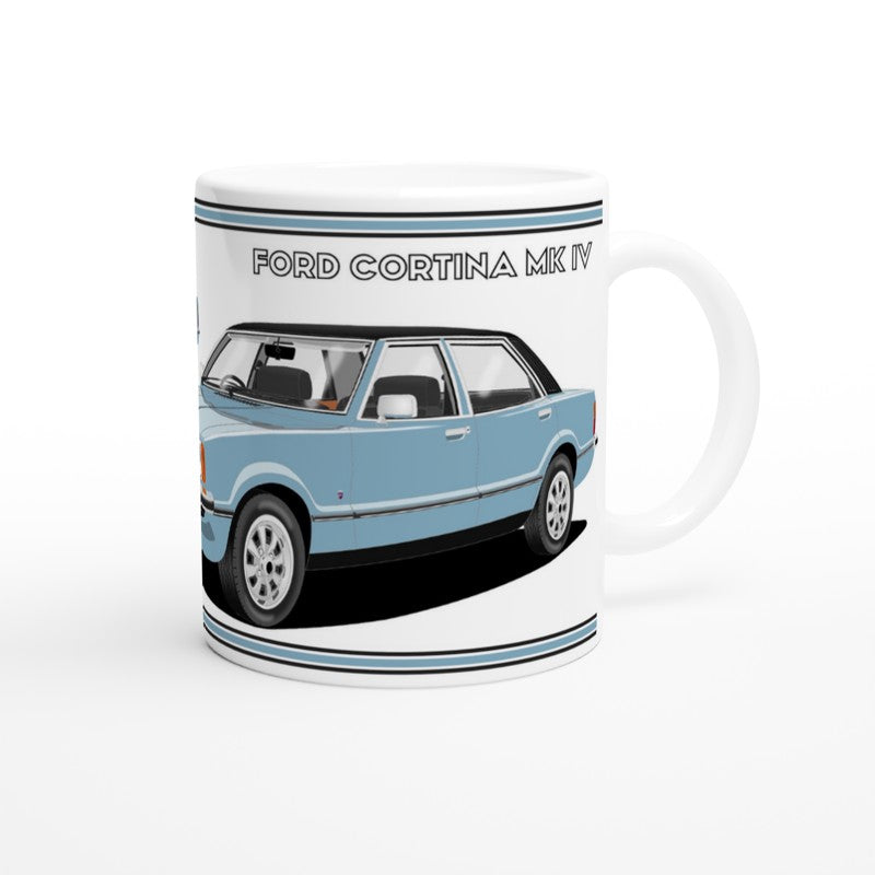 Ford Cortina Mk4 Ghia in Light Blue Art Mug