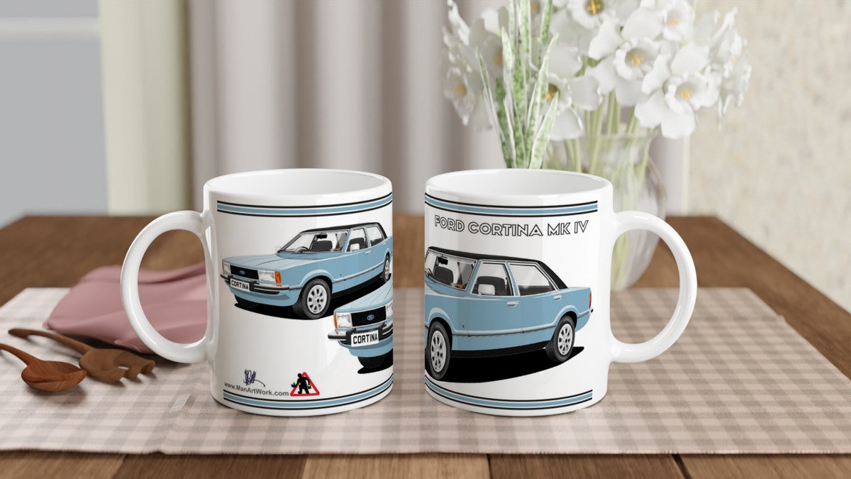 Ford Cortina Mk4 Ghia in Light Blue Art Mug