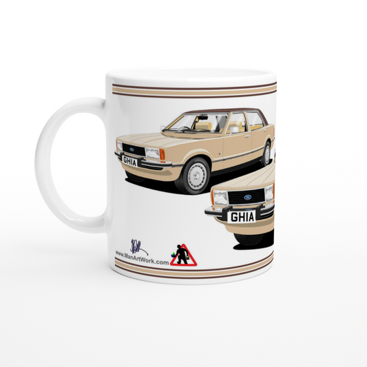 Ford Cortina Mk4 Ghia in Light Gold Art Mug