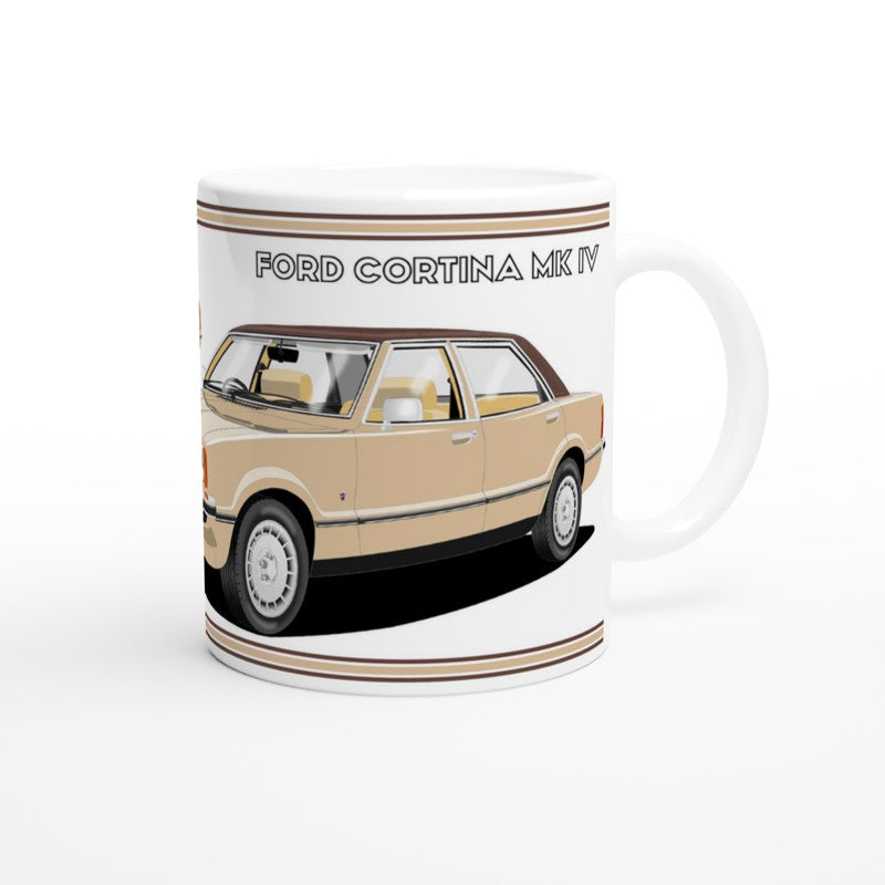 Ford Cortina Mk4 Ghia in Light Gold Art Mug