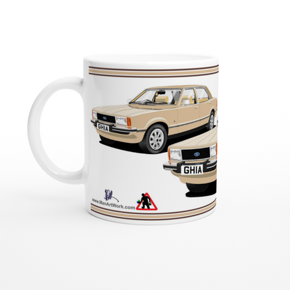 Ford Cortina Mk4 Ghia in Light Gold & Beige Art Mug