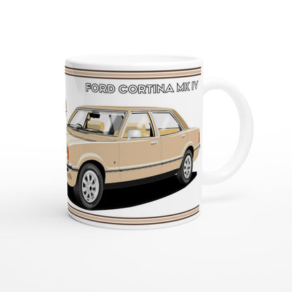 Ford Cortina Mk4 Ghia in Light Gold & Beige Art Mug