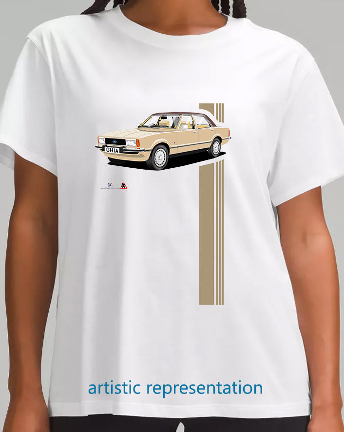 Ford Cortina Mk4 Ghia in Light Gold & Black T Shirt