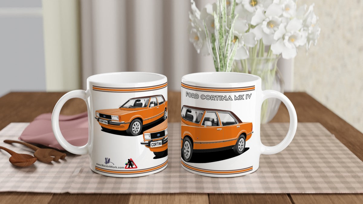 Ford Cortina Mk4 Ghia in Orange Art Mug