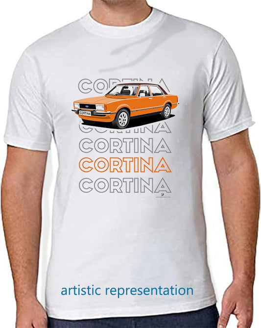 Ford Cortina Mk4 Ghia in Orange Art T Shirt (Words)