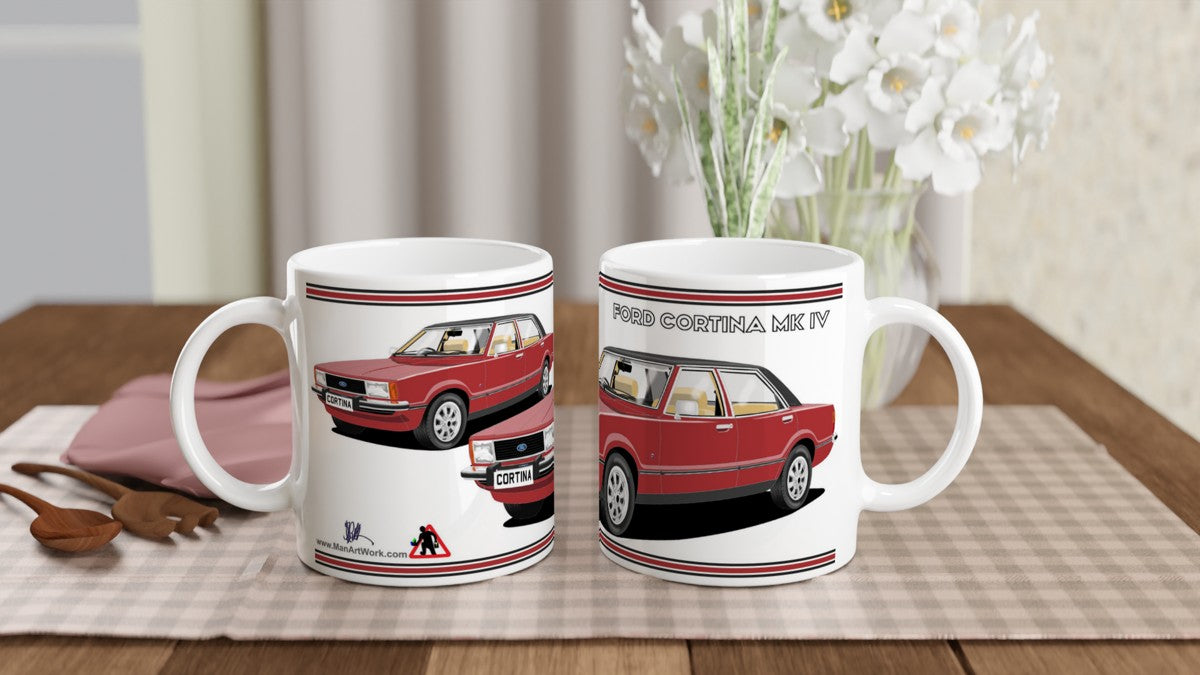 Ford Cortina Mk4 Ghia in Red Art Mug