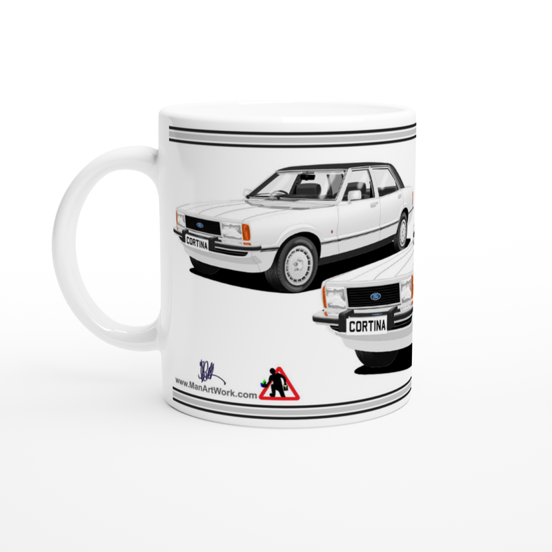 Ford Cortina Mk4 Ghia in White Art Mug