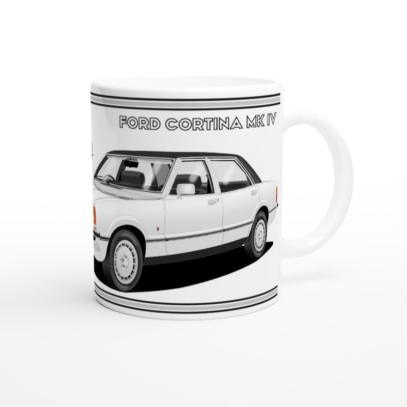 Ford Cortina Mk4 Ghia in White Art Mug