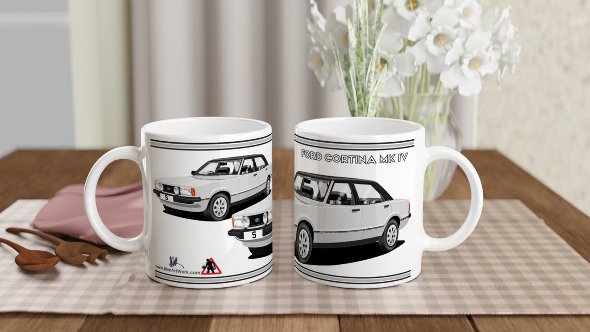 Ford Cortina Mk4 S in Silver Art Mug