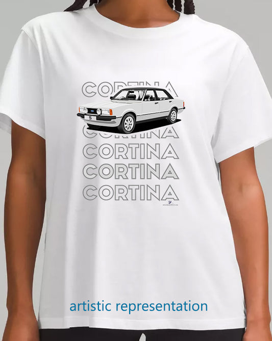 Ford Cortina Mk4 S in Silver Art T Shirt (Words)