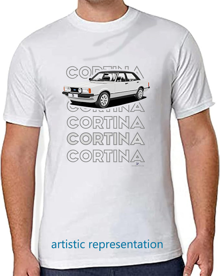 Ford Cortina Mk4 S in Silver Art T Shirt (Words)