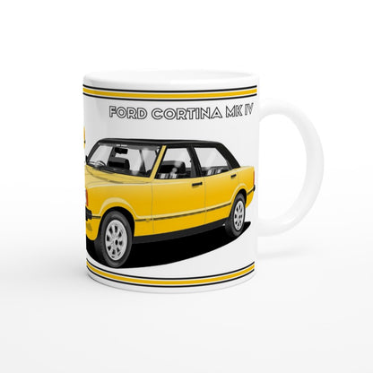 Ford Cortina Mk4 S in Yellow & Black Art Mug