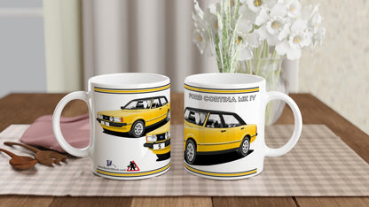 Ford Cortina Mk4 S in Yellow & Black Art Mug