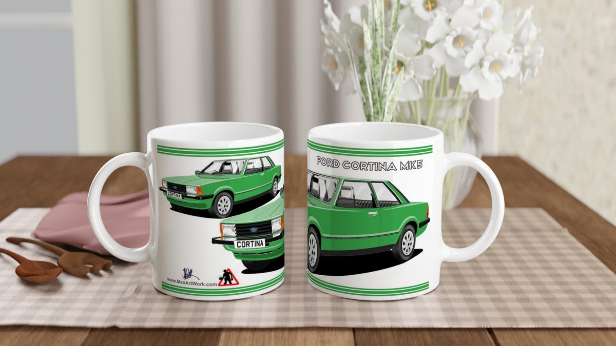 Ford Cortina Mk5 2 Door in Green Art Mug