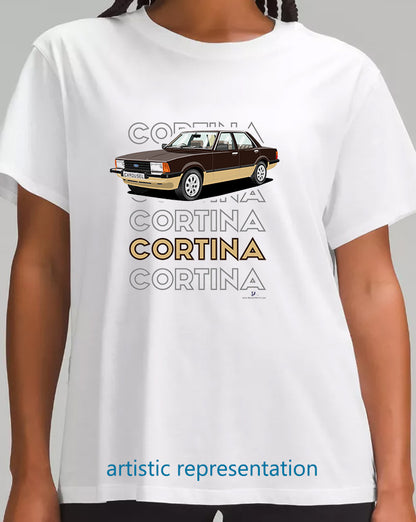 Ford Cortina Mk5 Carousel in Brown Art T Shirt (Words)